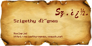 Szigethy Ágnes névjegykártya